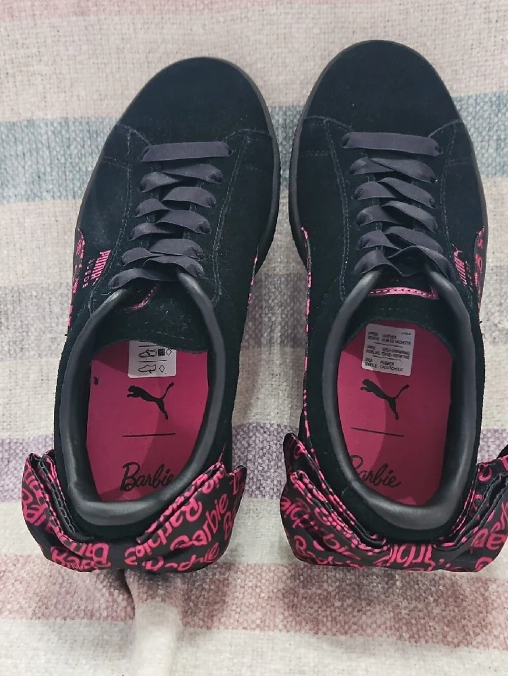 PUMA x Barbie Suede Classic Black & Pink Bow Sneakers